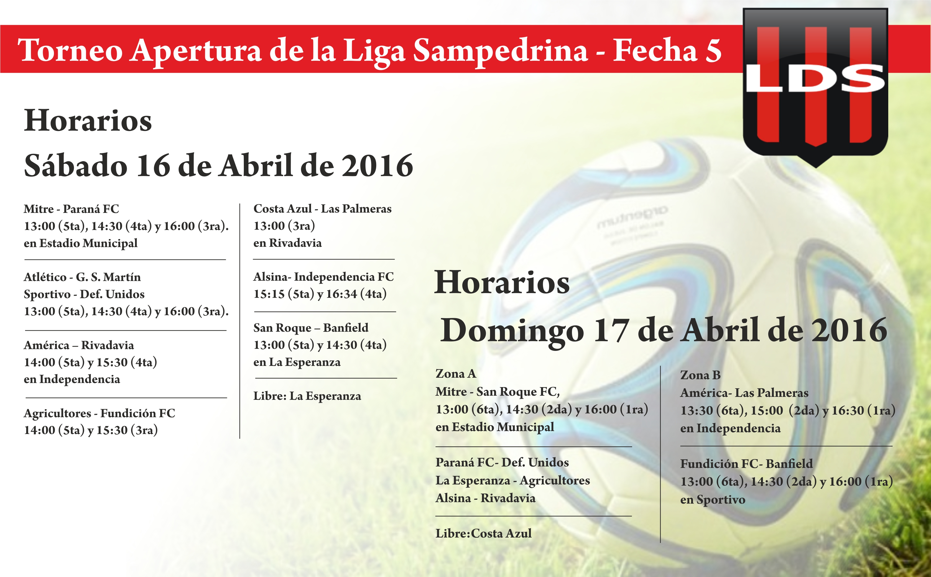 Fixture 5 fevha 15-04-2016